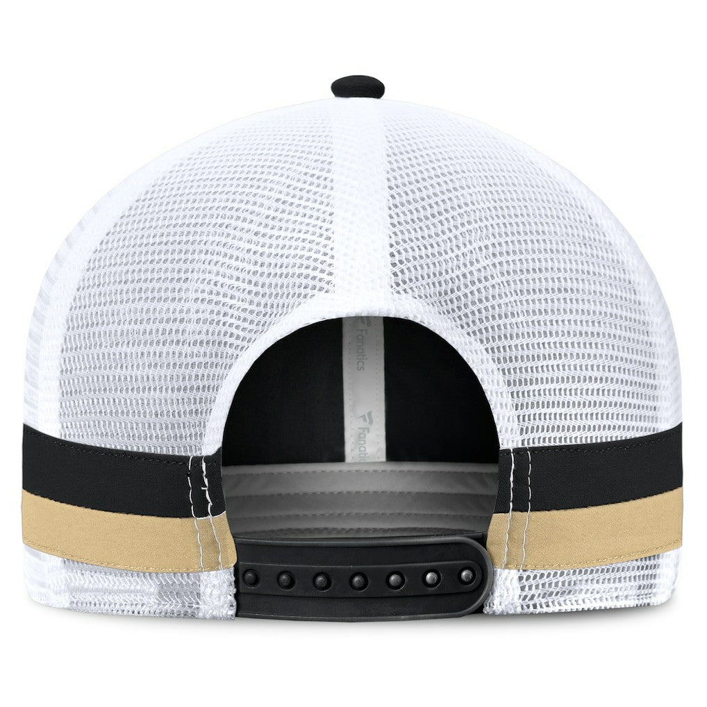 New Orleans Saints Fundamentals Side Stripe Trucker Adjustable Hat - Black/White cheap