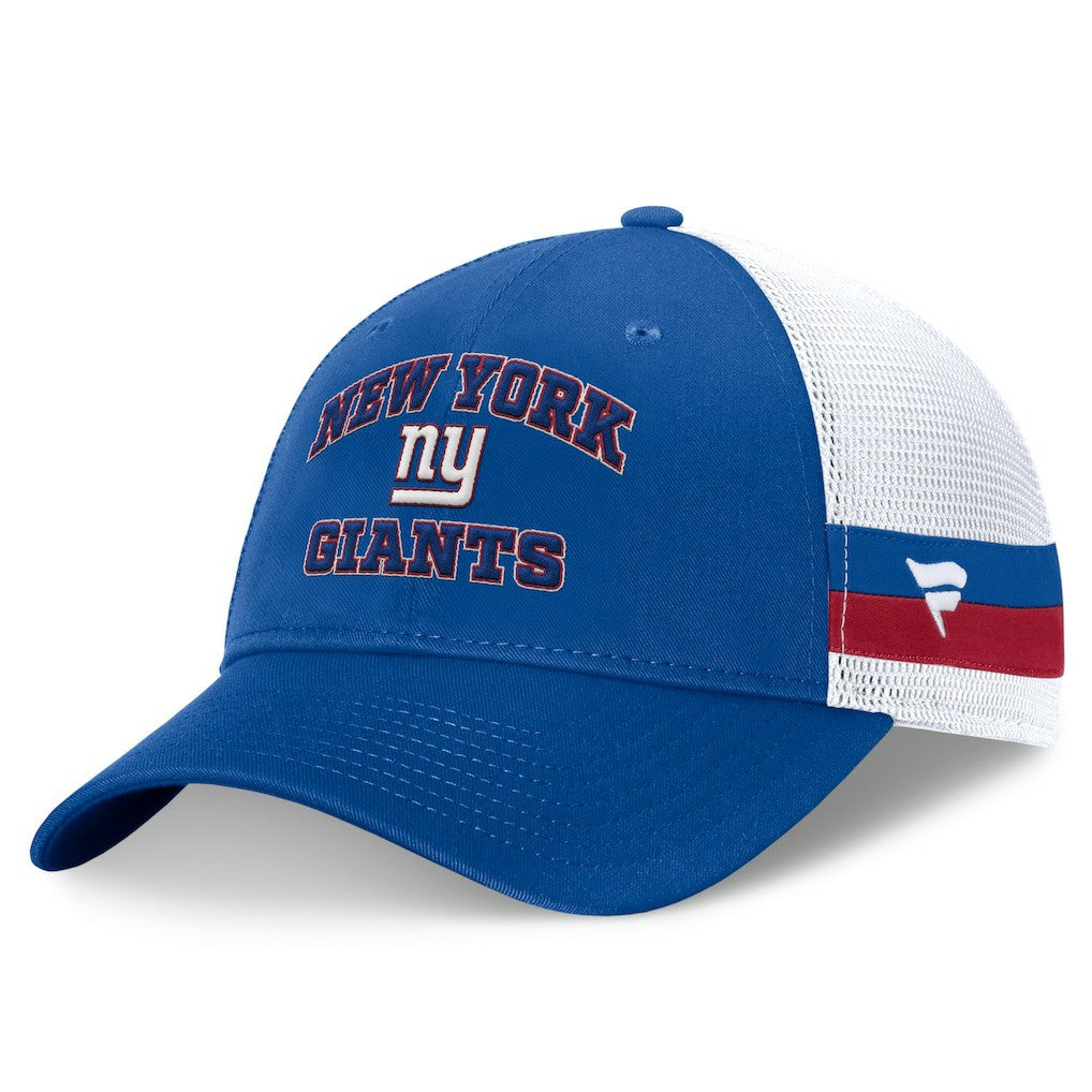 New York Giants Fundamentals Side Stripe Trucker Adjustable Hat - Royal/White discount