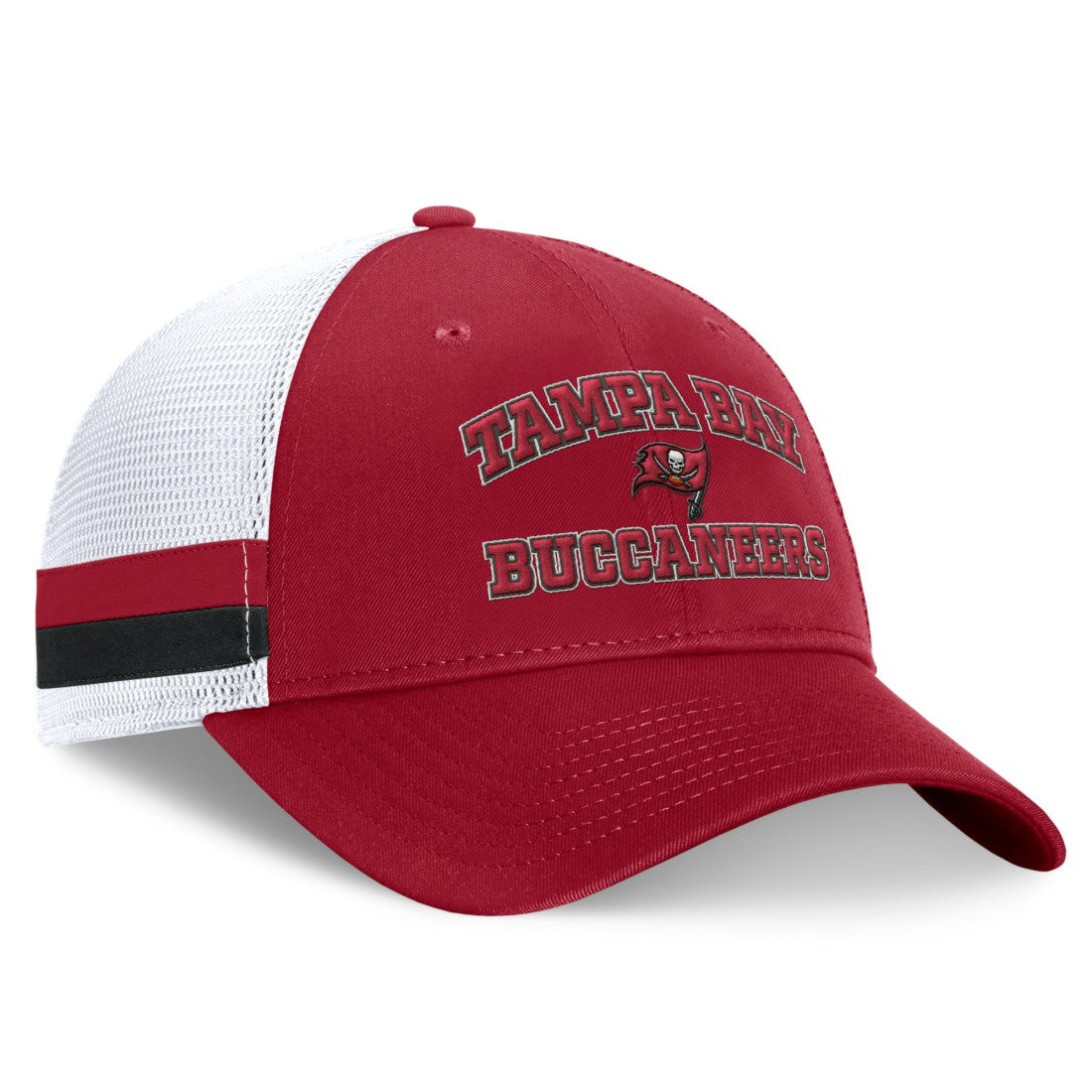 Tampa Bay Buccaneers Fundamentals Side Stripe Trucker Adjustable Hat - Red/White discount