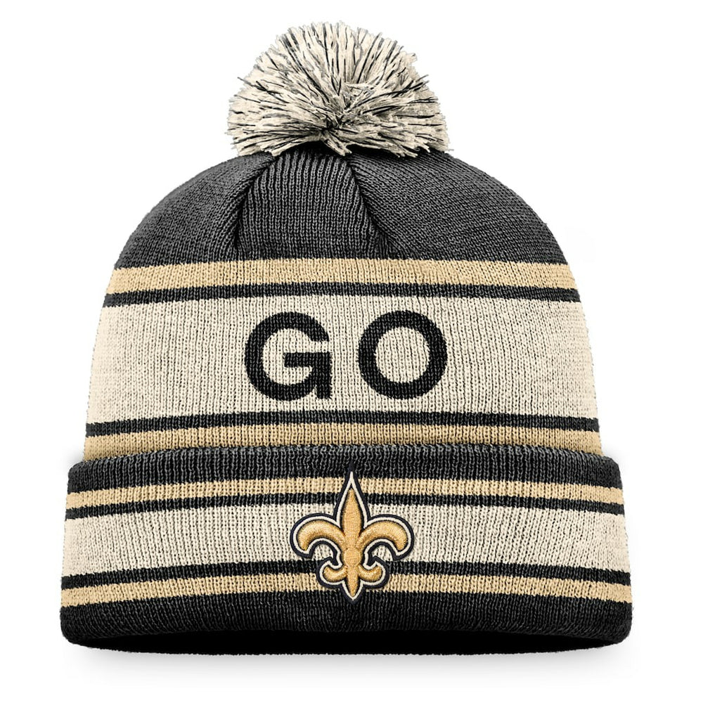 New Orleans Saints Heritage Cuffed Knit Hat with Pom - Black cheap