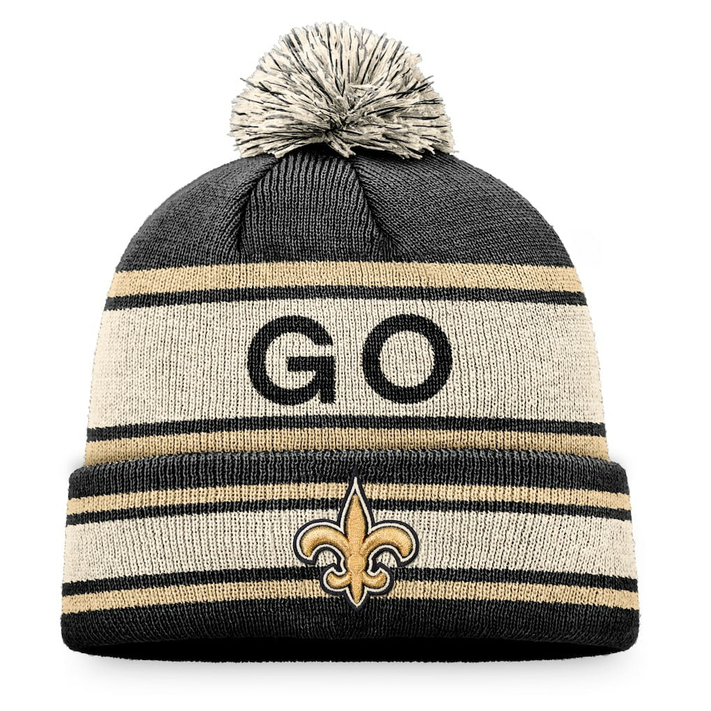 New Orleans Saints Heritage Cuffed Knit Hat with Pom - Black cheap