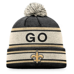 New Orleans Saints Heritage Cuffed Knit Hat with Pom - Black cheap