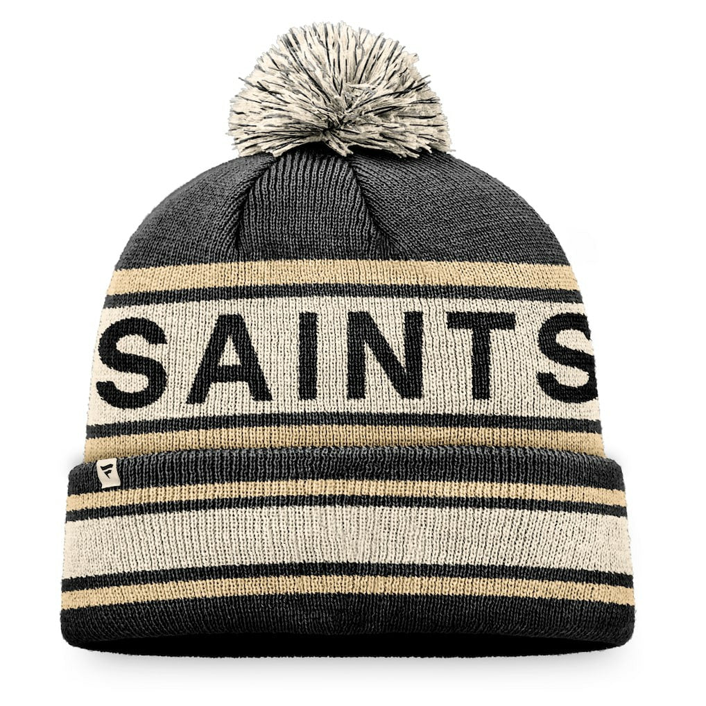 New Orleans Saints Heritage Cuffed Knit Hat with Pom - Black cheap