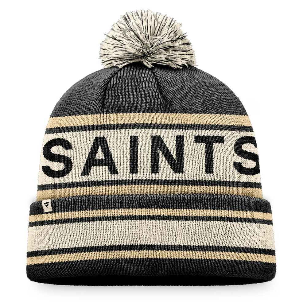 New Orleans Saints Heritage Cuffed Knit Hat with Pom - Black cheap