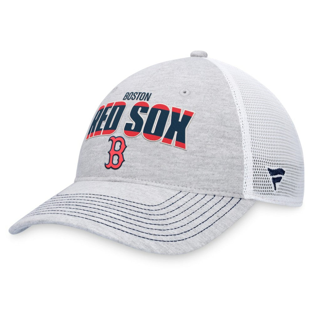 Boston Red Sox Logo Trucker Adjustable Hat - Heather Gray/White