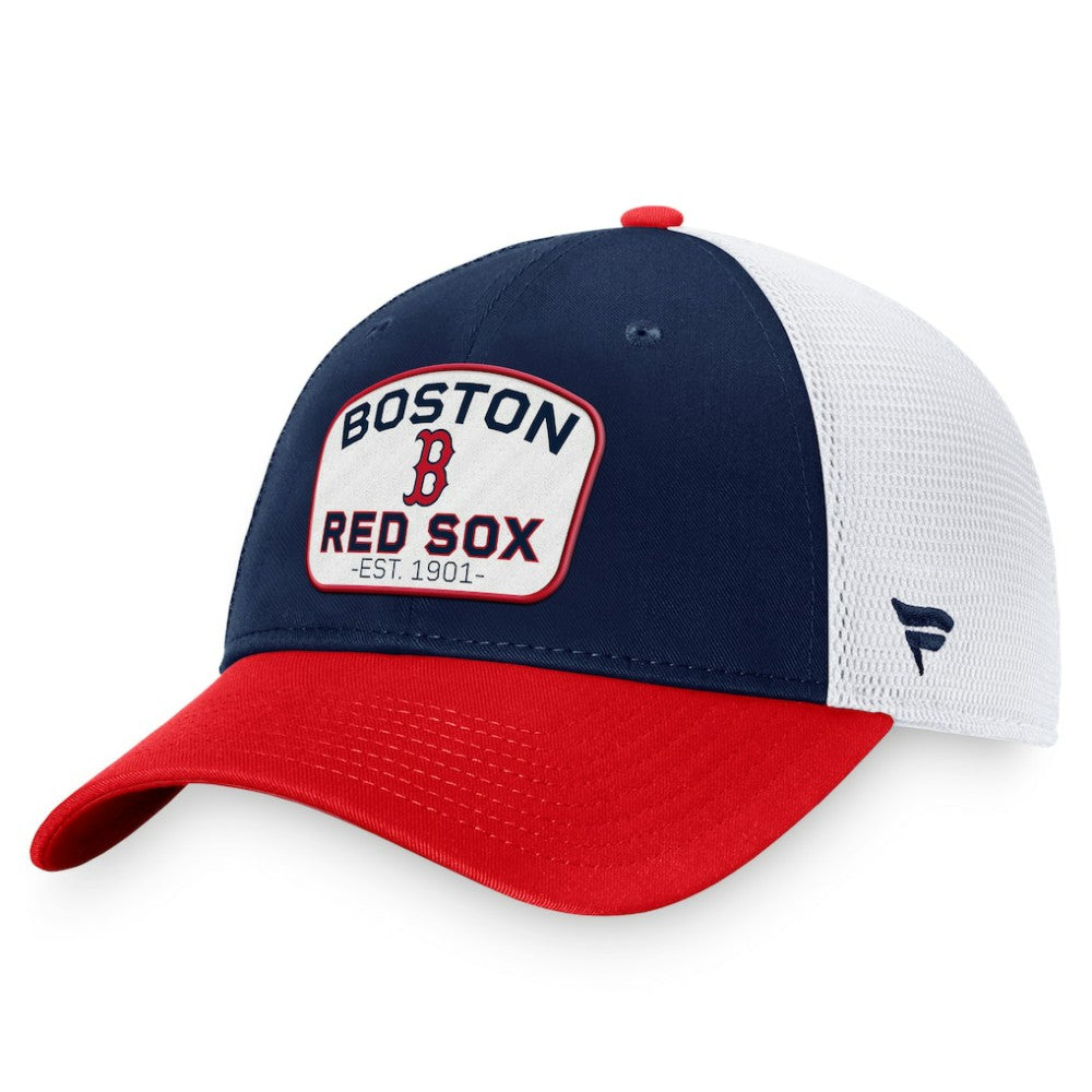 Boston Red Sox Two-Tone Patch Trucker Adjustable Hat - Navy/Red