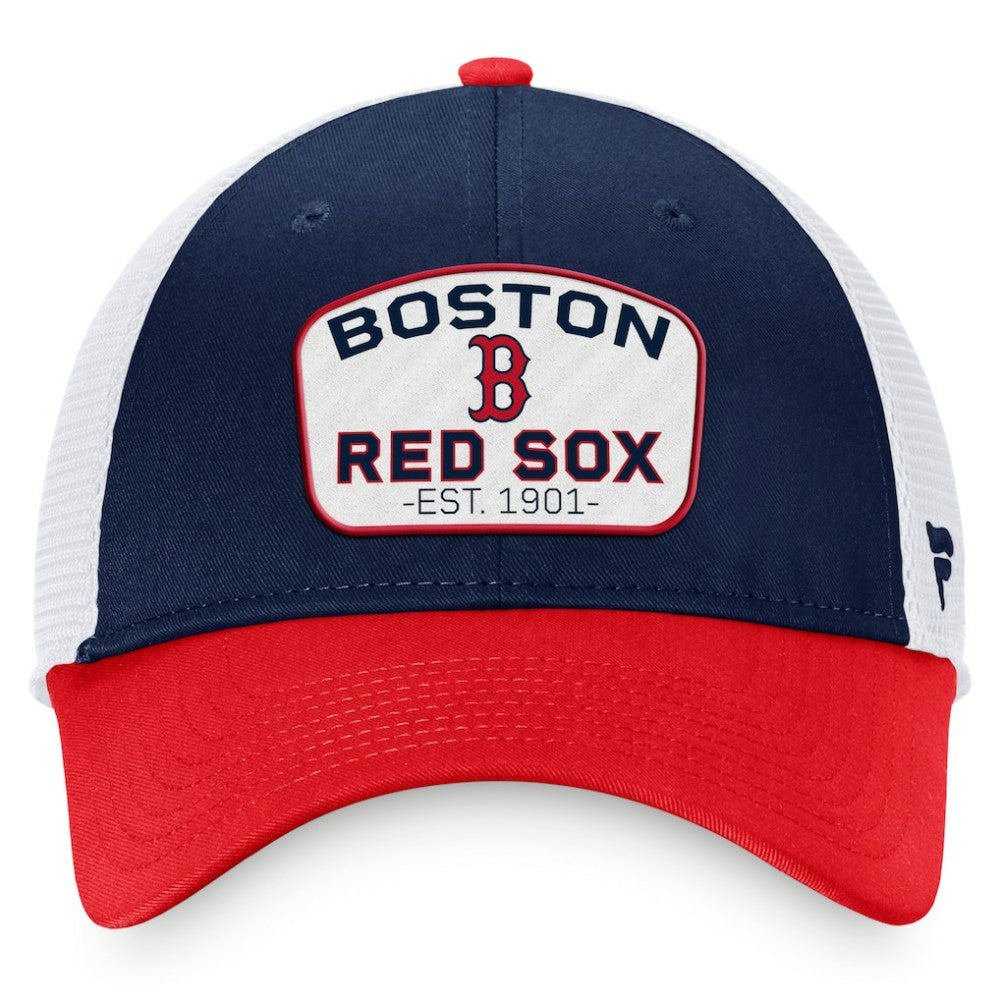 Boston Red Sox Two-Tone Patch Trucker Adjustable Hat - Navy/Red