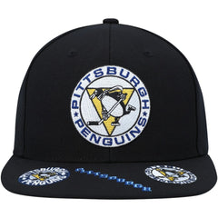 Pittsburgh Penguins Mitchell & Ness Vintage Hat Trick Snapback Hat Black
