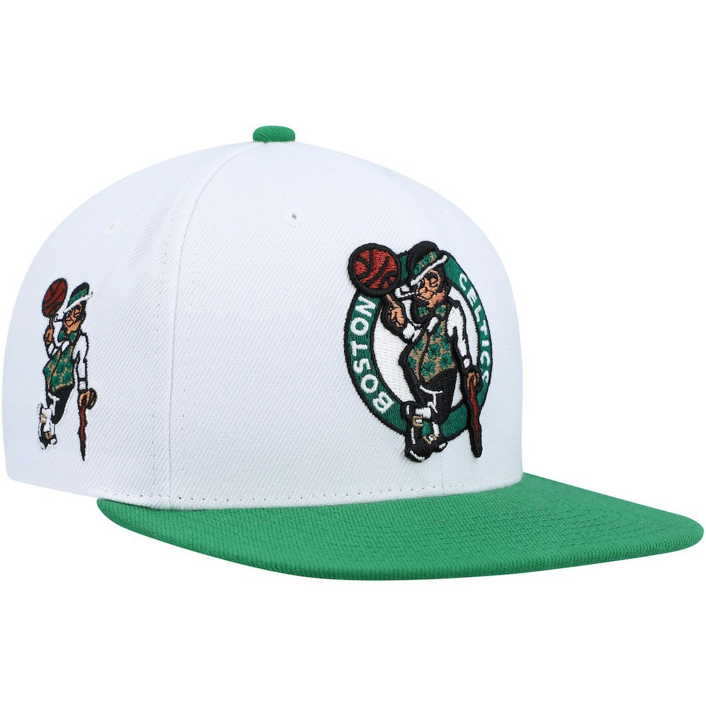 Boston Celtics Side Core 2.0 Snapback Hat - White/Green | Mitchell & Ness on sale
