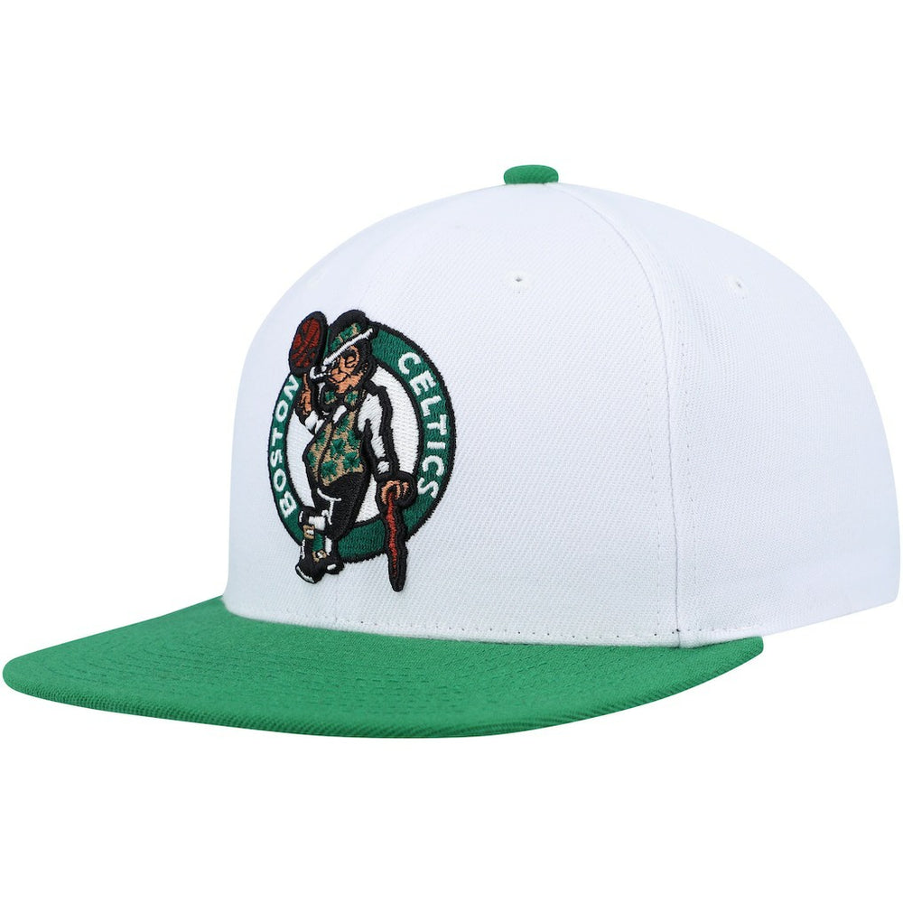 Boston Celtics Side Core 2.0 Snapback Hat - White/Green | Mitchell & Ness on sale