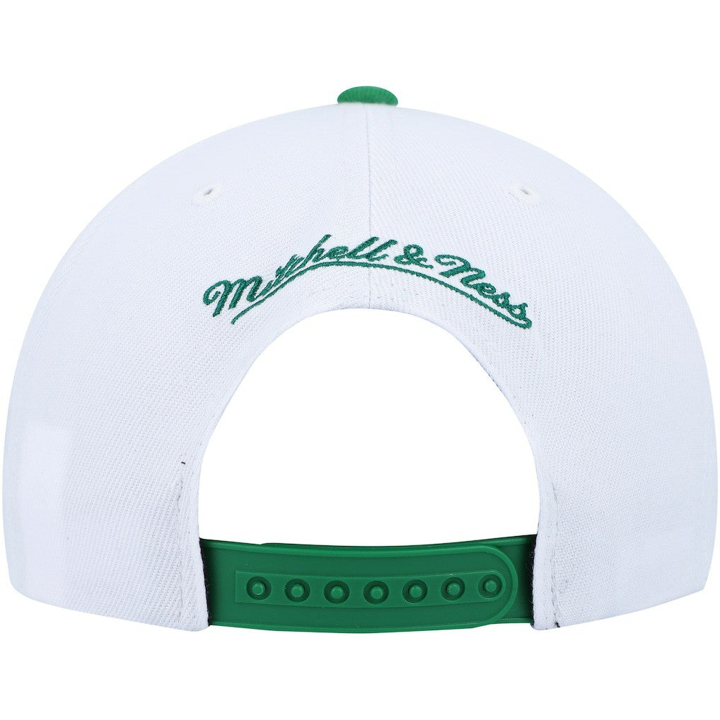 Boston Celtics Side Core 2.0 Snapback Hat - White/Green | Mitchell & Ness on sale