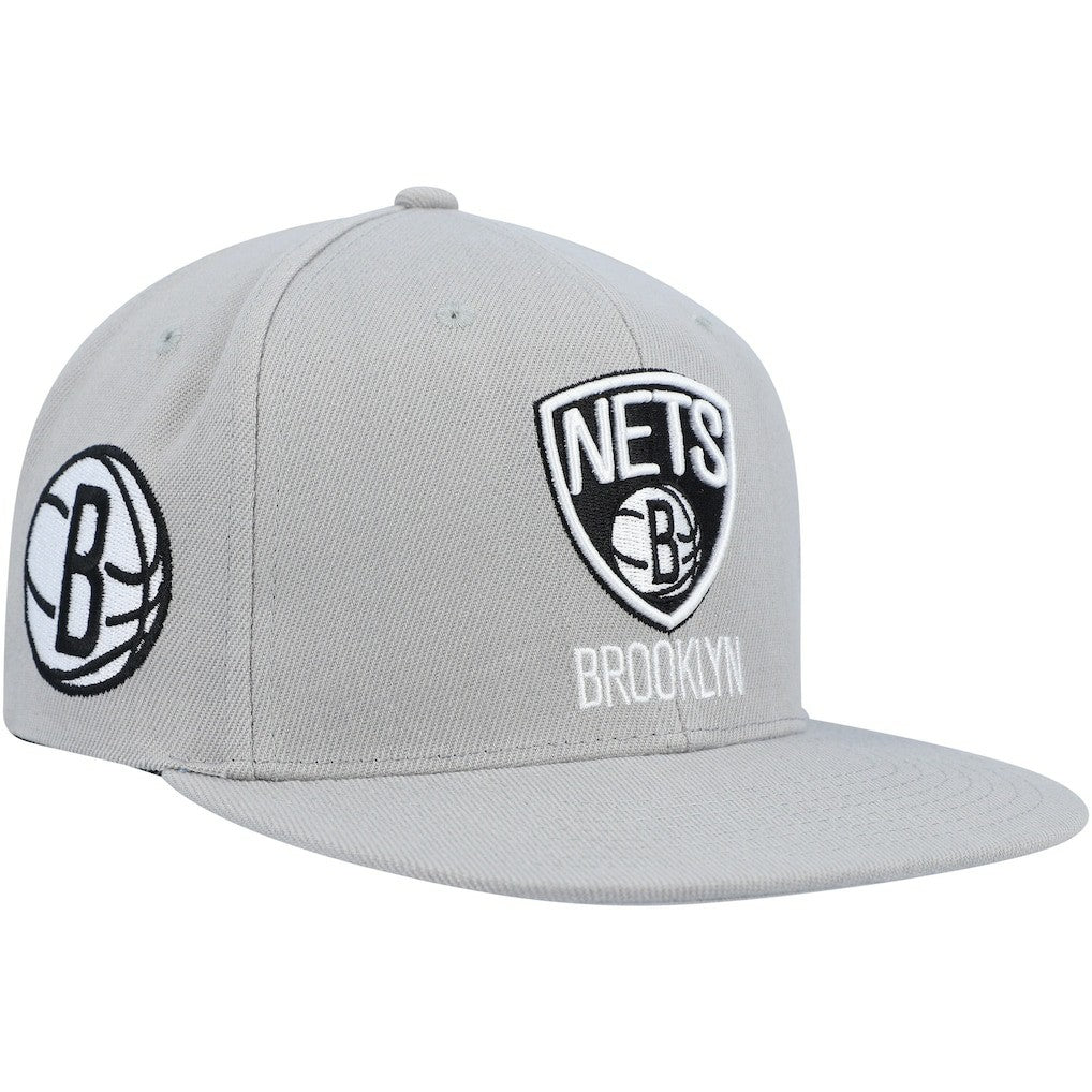 Brooklyn Nets Side Core 2.0 Snapback Hat - Gray | Mitchell & Ness cheap