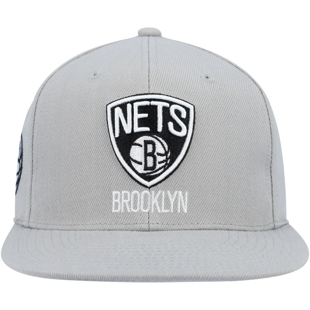 Brooklyn Nets Side Core 2.0 Snapback Hat - Gray | Mitchell & Ness cheap