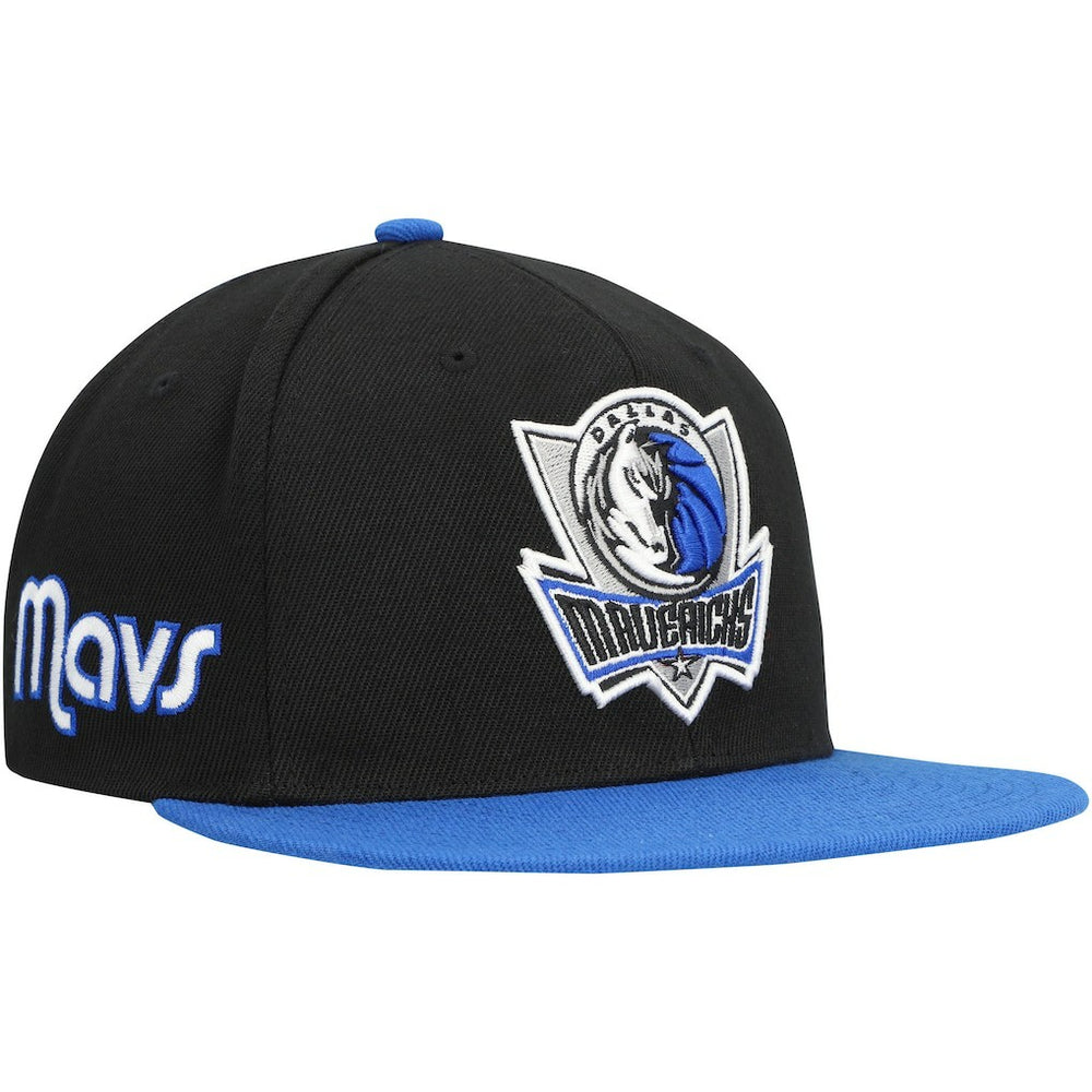 Dallas Mavericks Side Core 2.0 Snapback Hat sale - Black/Royal | Mitchell & Ness online