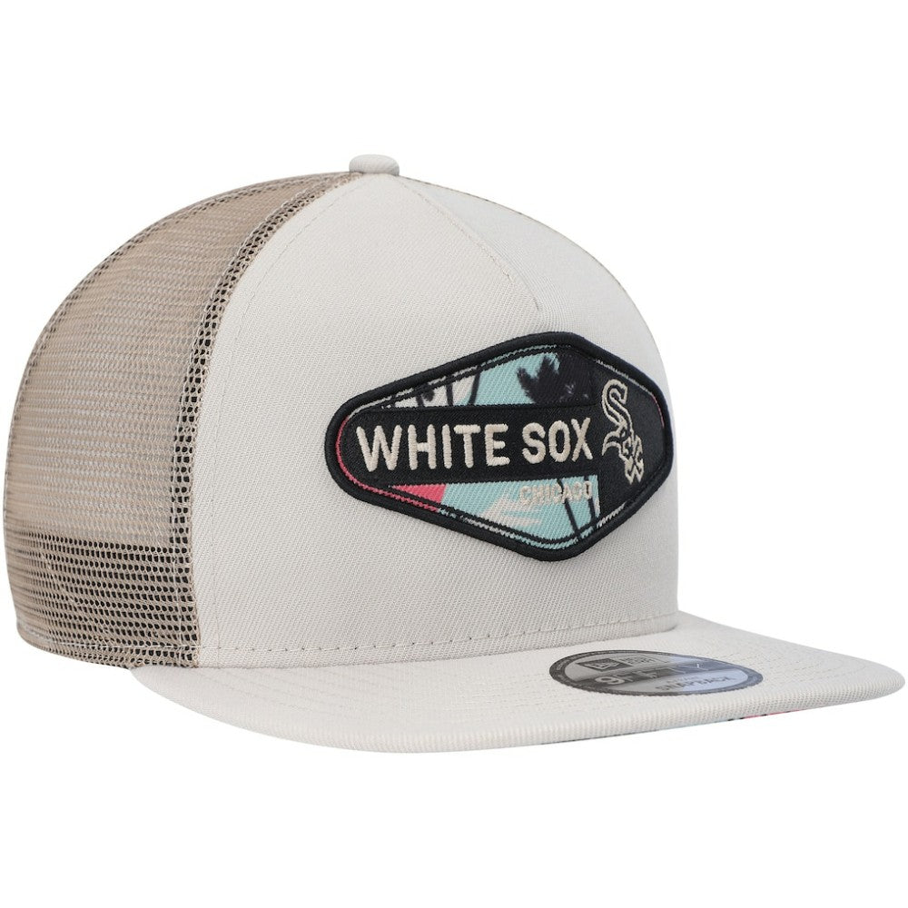 Chicago White Sox Retro Beachin' Patch A-Frame Trucker 9FIFTY Snapback Hat - Natural | New Era
