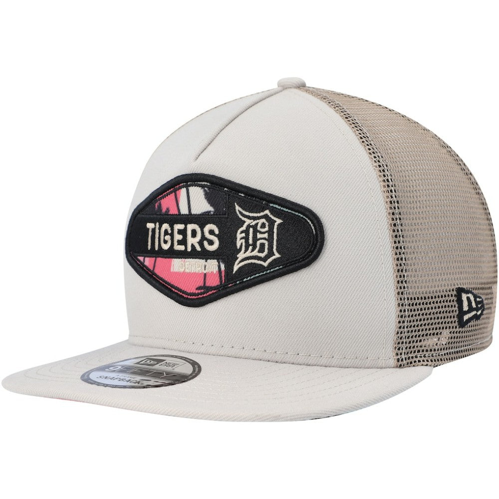 Detroit Tigers Retro Beachin' Patch A-Frame Trucker 9FIFTY Snapback Hat - Natural | New Era