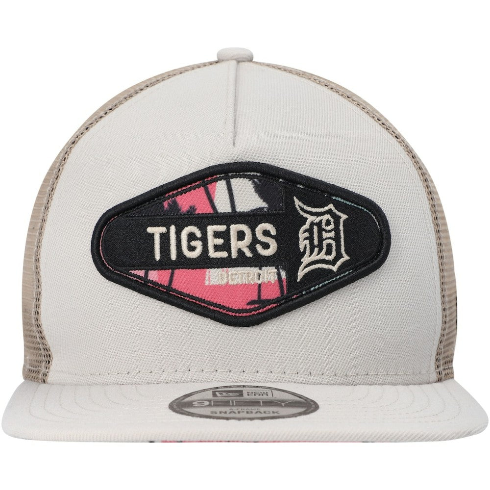 Detroit Tigers Retro Beachin' Patch A-Frame Trucker 9FIFTY Snapback Hat - Natural | New Era