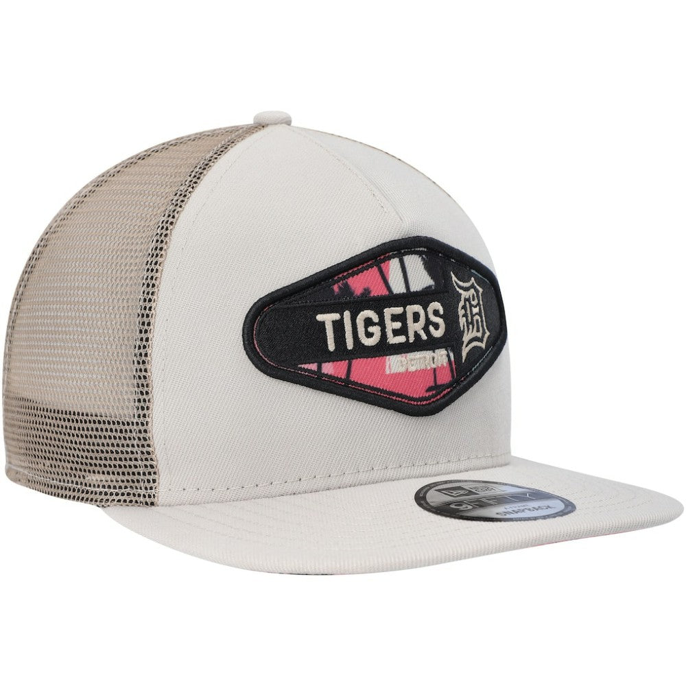 Detroit Tigers Retro Beachin' Patch A-Frame Trucker 9FIFTY Snapback Hat - Natural | New Era