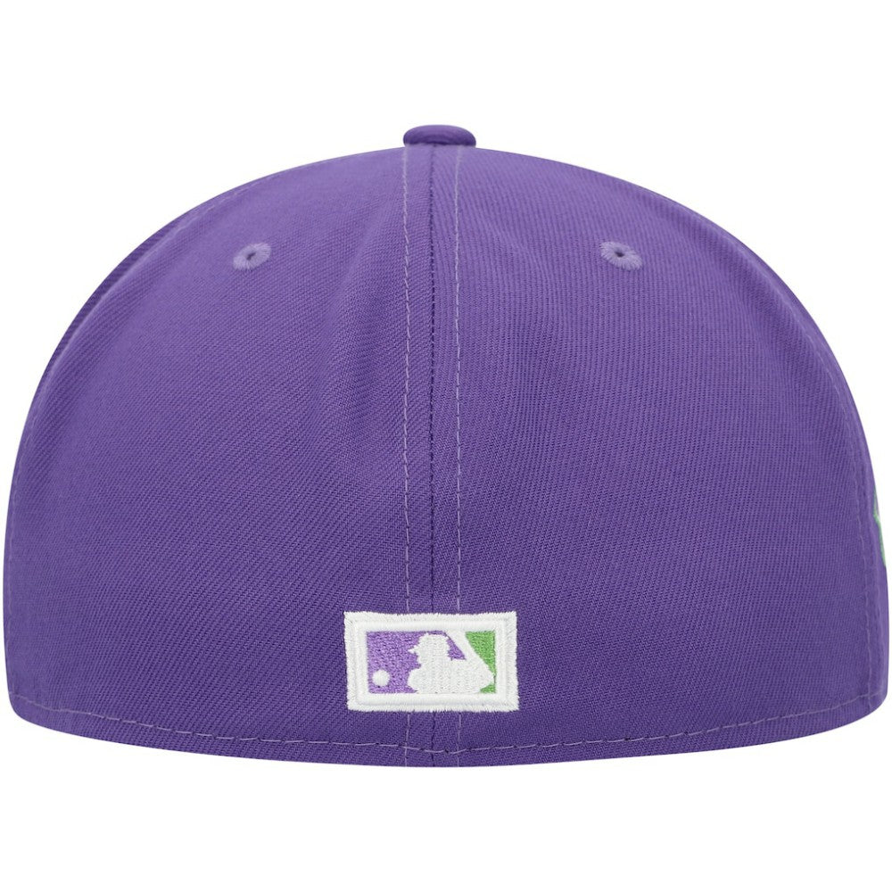Atlanta Braves Lime Side Patch 59FIFTY Fitted Hat - Purple | New Era