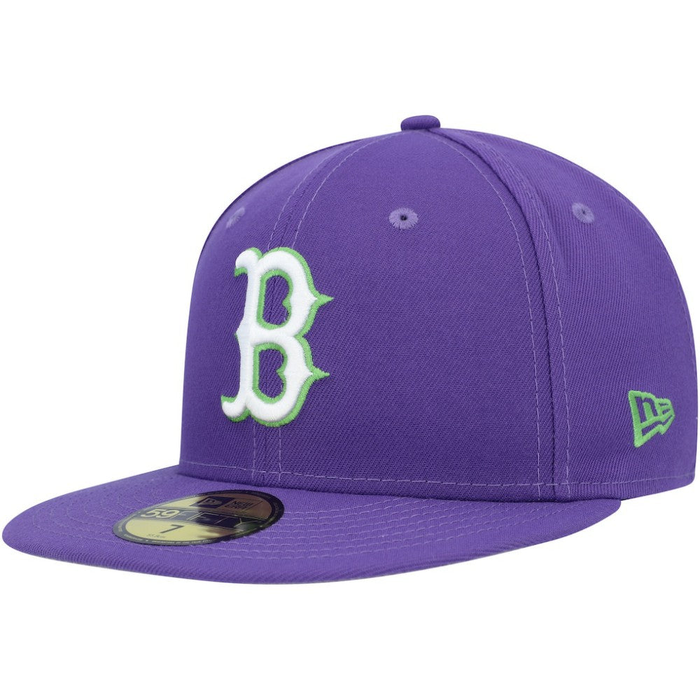 Boston Red Sox Lime Side Patch 59FIFTY Fitted Hat - Purple | New Era