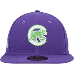Chicago Cubs Lime Side Patch 59FIFTY Fitted Hat - Purple | New Era
