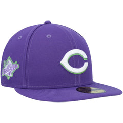 Cincinnati Reds Lime Side Patch 59FIFTY Fitted Hat - Purple | New Era