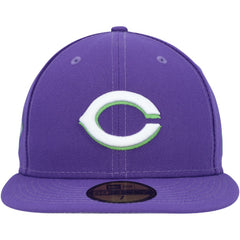 Cincinnati Reds Lime Side Patch 59FIFTY Fitted Hat - Purple | New Era