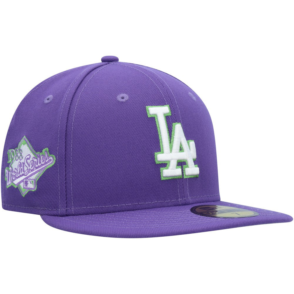 Los Angeles Dodgers Lime Side Patch 59FIFTY Fitted Hat - Purple | New Era