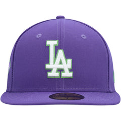 Los Angeles Dodgers Lime Side Patch 59FIFTY Fitted Hat - Purple | New Era