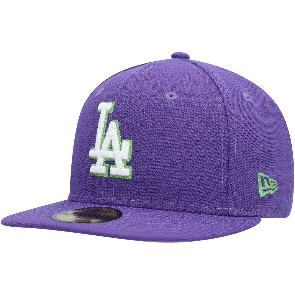 Los Angeles Dodgers Lime Side Patch 59FIFTY Fitted Hat - Purple | New Era
