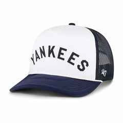 New York Yankees Foam Front Script Trucker Snapback Hat - White | 47 brand