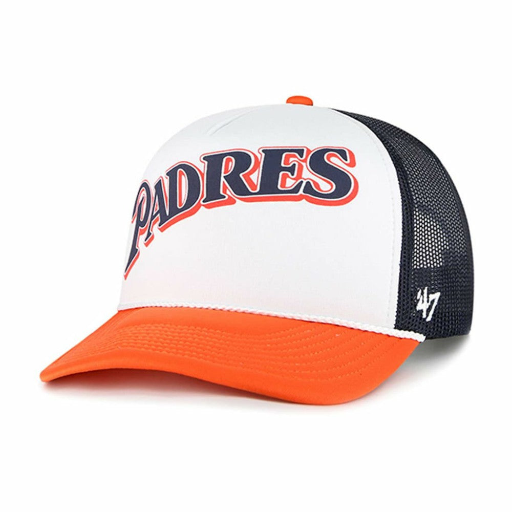 San Diego Padres Foam Front Script Trucker Snapback Hat - White | 47 brand