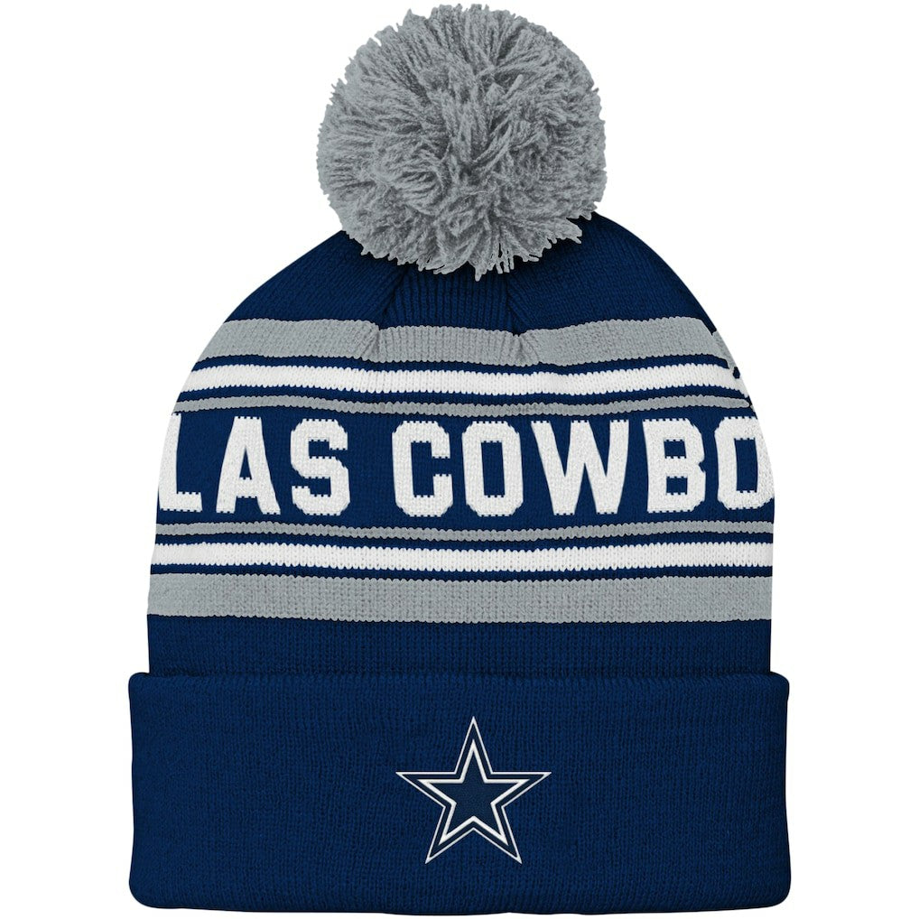 Dallas Cowboys Preschool Jacquard Cuffed Knit Hat with Pom - Navy sale