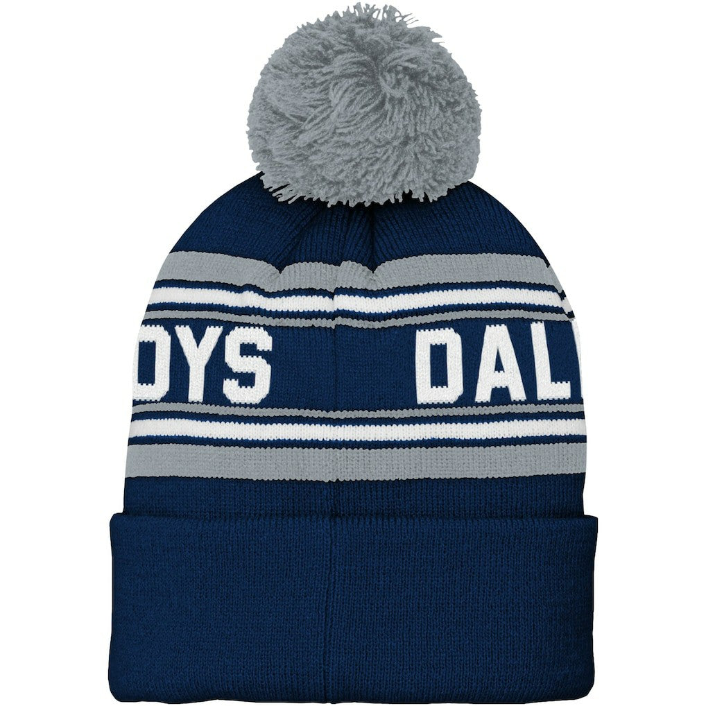 Dallas Cowboys Youth Jacquard Cuffed Knit Hat with Pom - Navy cheap