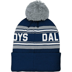 Dallas Cowboys Youth Jacquard Cuffed Knit Hat with Pom - Navy cheap