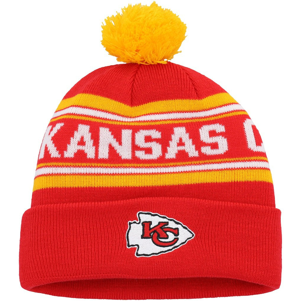 Kansas City Chiefs Youth Jacquard Cuffed Knit Hat with Pom - Red sale