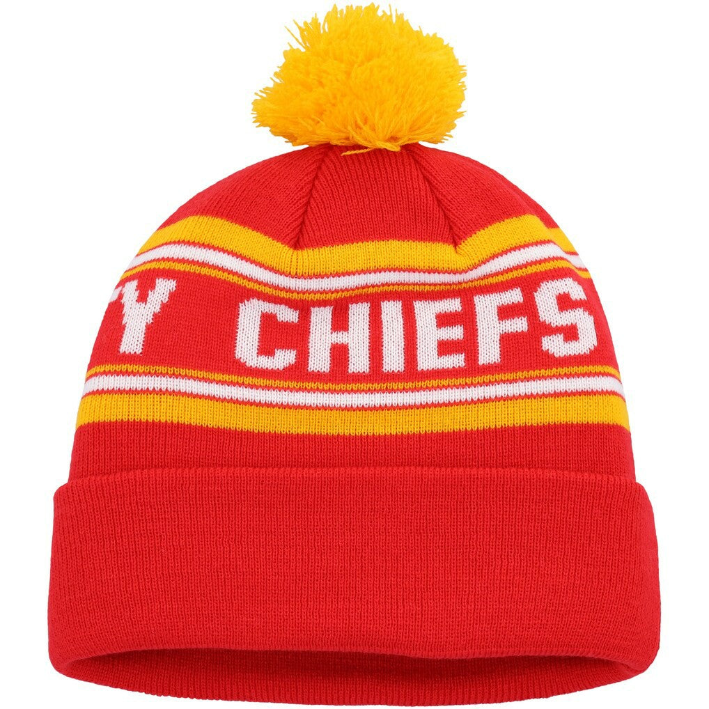 Kansas City Chiefs Youth Jacquard Cuffed Knit Hat with Pom - Red sale
