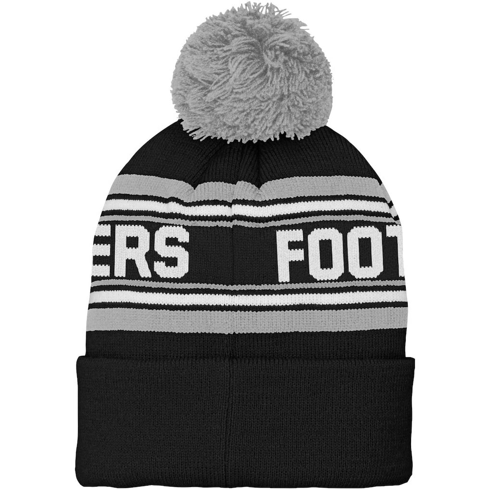 Las Vegas Raiders Youth Jacquard Cuffed Knit Hat with Pom - Black for sale