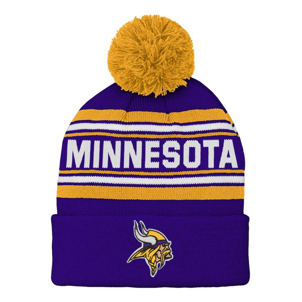 Minnesota Vikings Youth Jacquard Cuffed Knit Hat with Pom - Purple sale