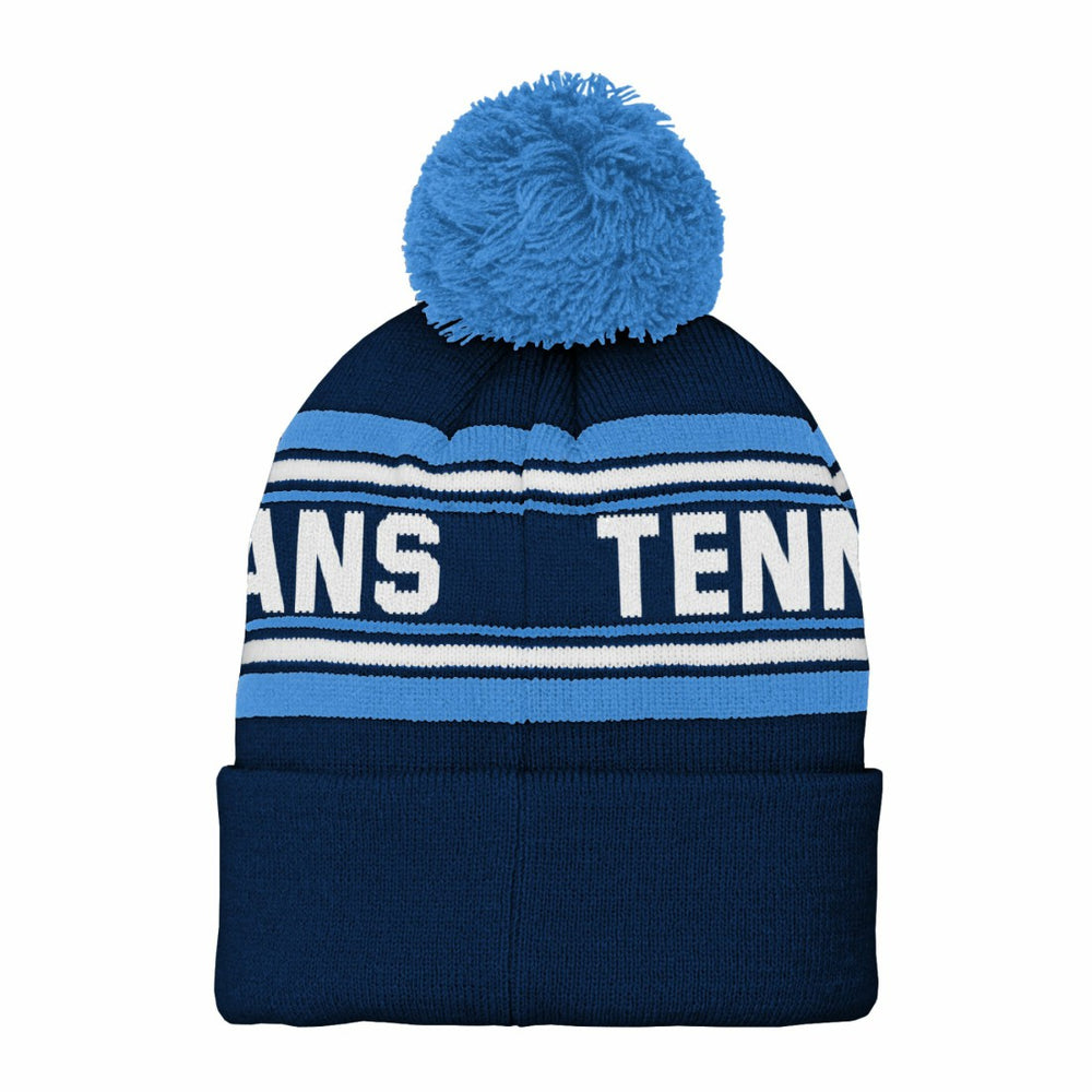 Tennessee Titans Youth Jacquard Cuffed Knit Hat with Pom - Navy discount
