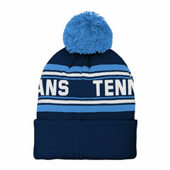 Tennessee Titans Youth Jacquard Cuffed Knit Hat with Pom - Navy discount