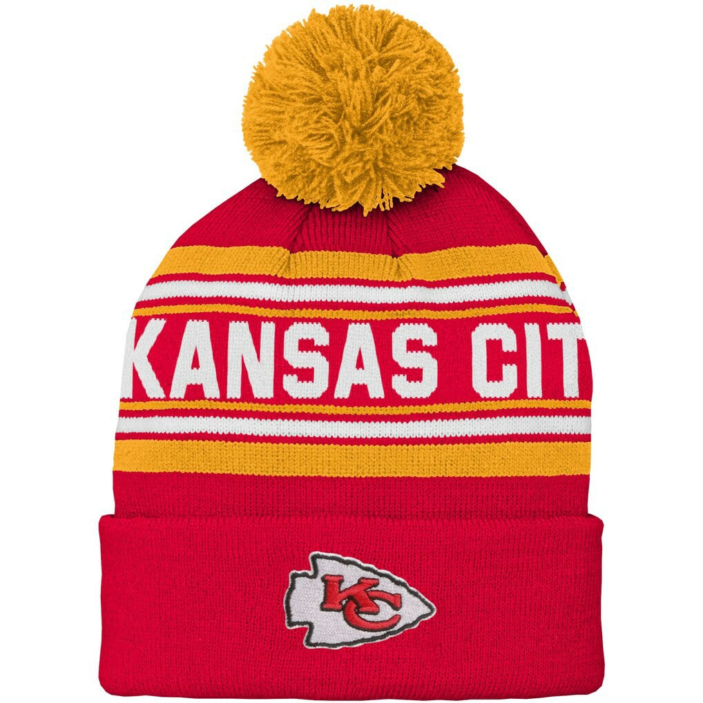 Kansas City Chiefs Preschool Jacquard Cuffed Knit Hat with Pom - Red outlet