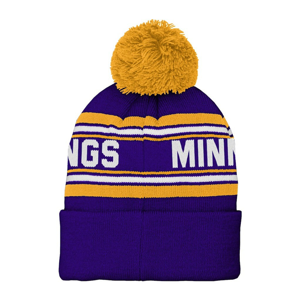 Minnesota Vikings Preschool Jacquard Cuffed Knit Hat with Pom - Purple for sale