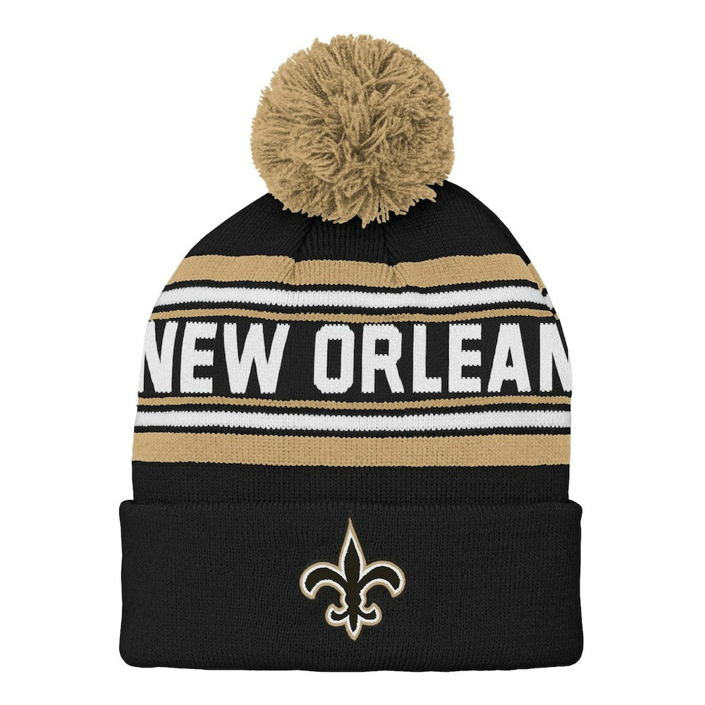 New Orleans Saints Preschool Jacquard Cuffed Knit Hat with Pom - Black on sale