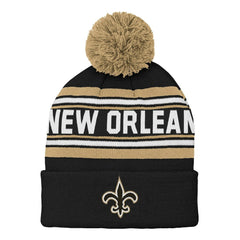 New Orleans Saints Preschool Jacquard Cuffed Knit Hat with Pom - Black on sale