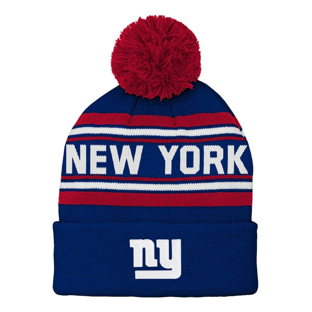 New York Giants Preschool Jacquard Cuffed Knit Hat with Pom - Royal cheap