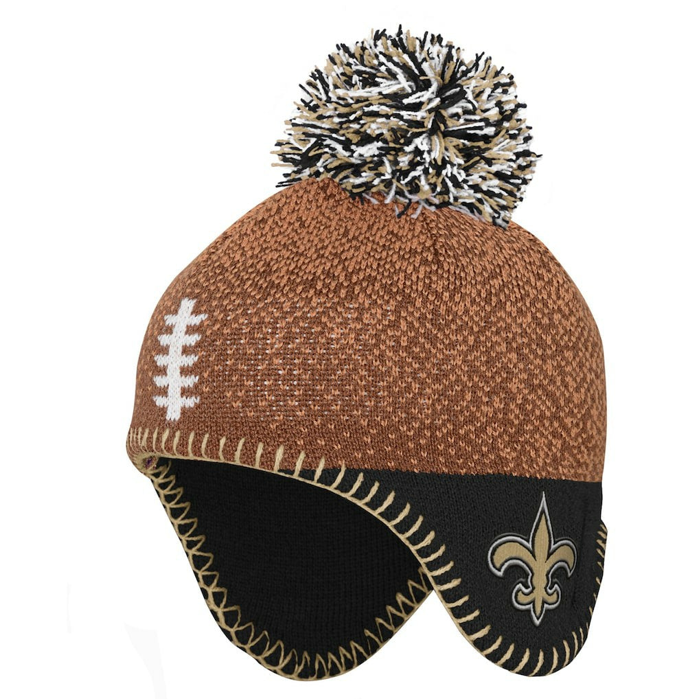 New Orleans Saints Preschool Football Head Knit Hat with Pom - Brown outlet