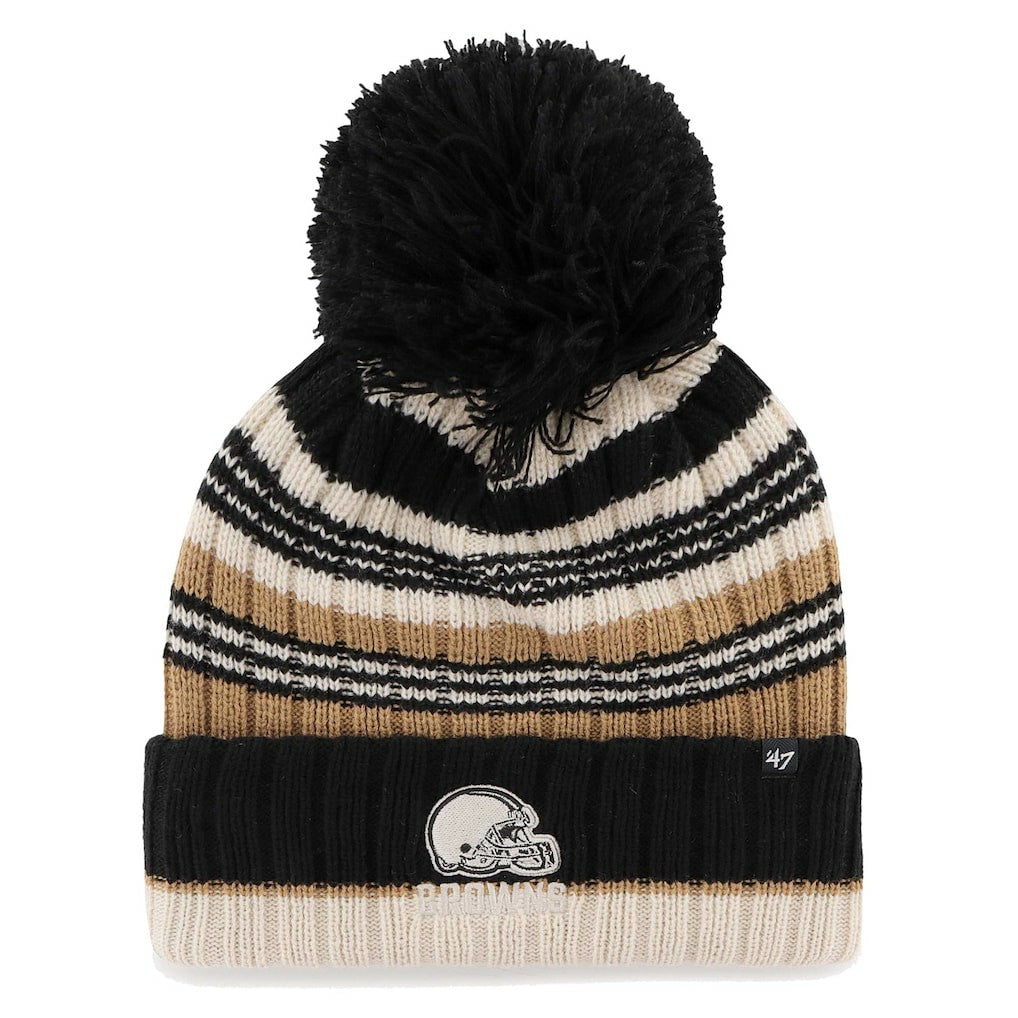 Cleveland Browns '47 Women's Barista Cuffed Knit Hat with Pom - Natural sale