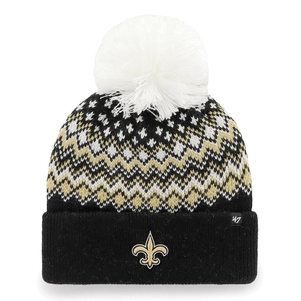 New Orleans Saints '47 Women's Elsa Cuffed Knit Hat with Pom - Black online