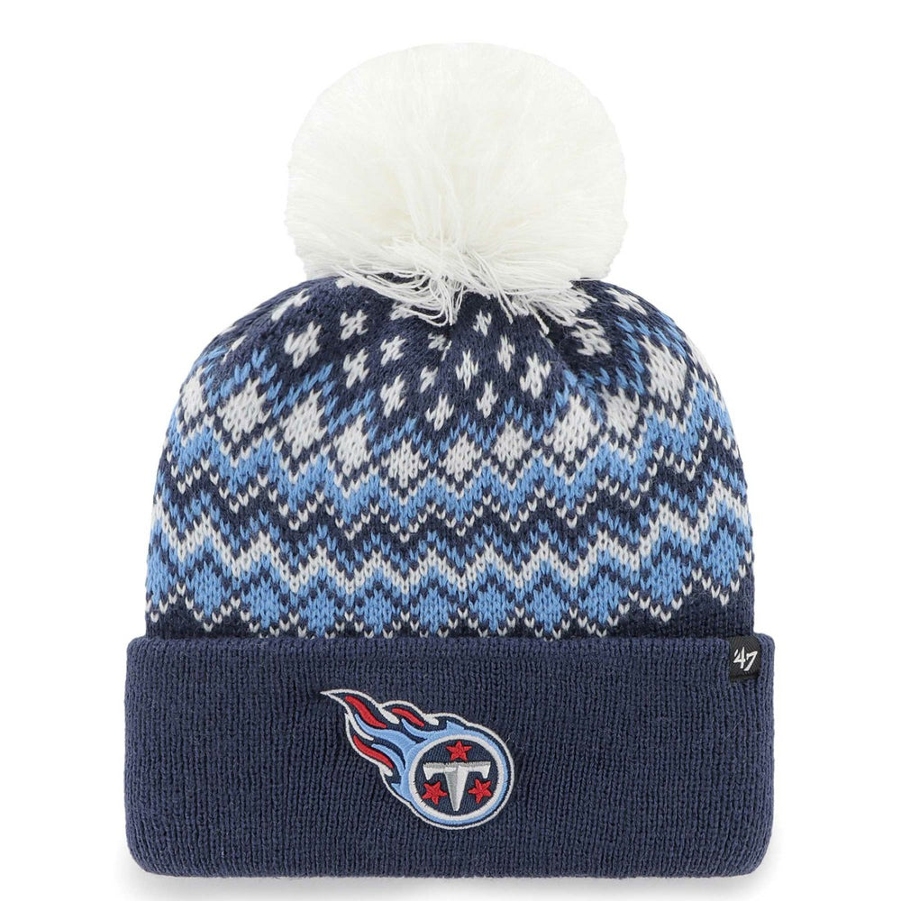 Tennessee Titans '47 Women's Elsa Cuffed Knit Hat with Pom - Navy for sale